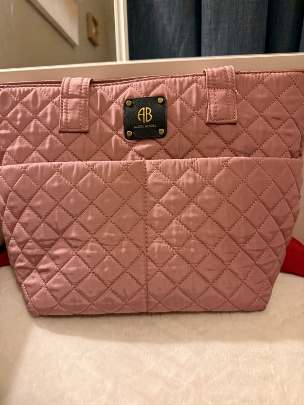Alexis Bendel Quilted Blush Pink Tote with Logo Plaque - Picture 2 of 11